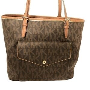 MICHAEL KORS monogram brown front pocket tote bag